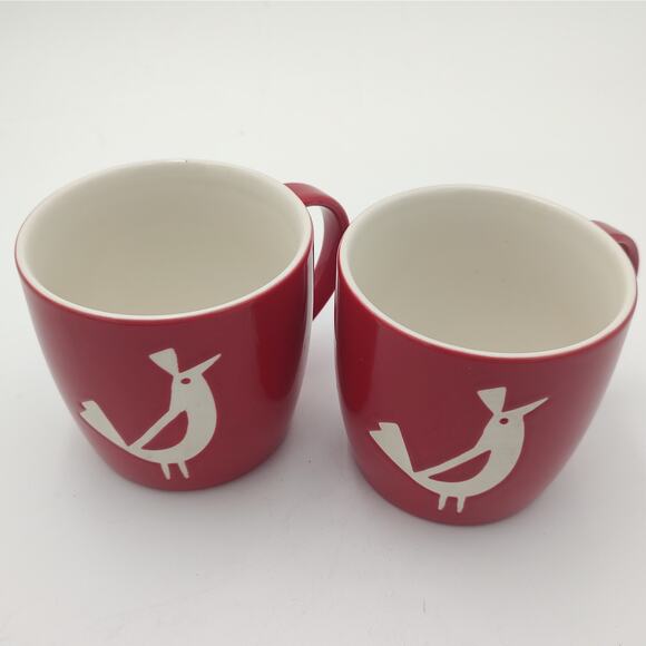 Starbucks 16 oz Ceramic Mug Set Red Partridge Bird Coffee Cups 2011 Holiday - Picture 9 of 13